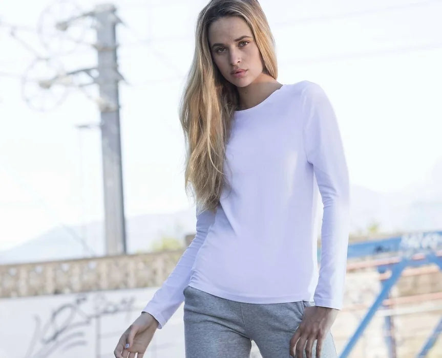 langärmliges Stretch-T-Shirt im Skinny Fit für Damen